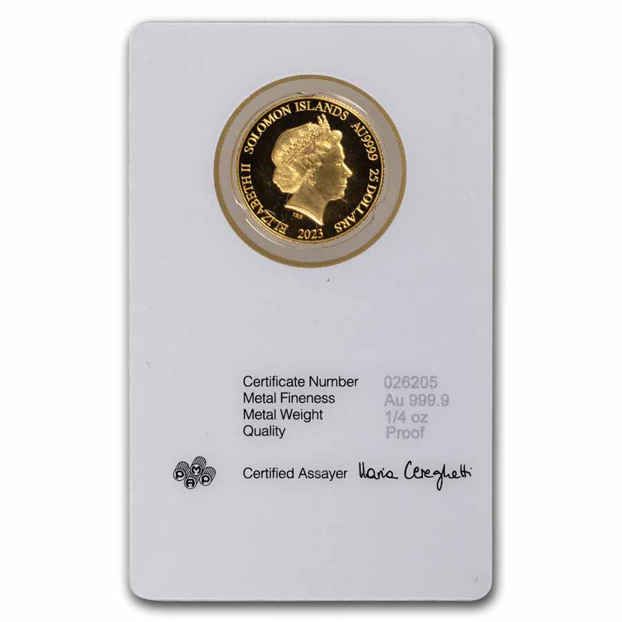 1/4 oz $25 Solomon Islands Proof Gold Lady Liberty (In Assay